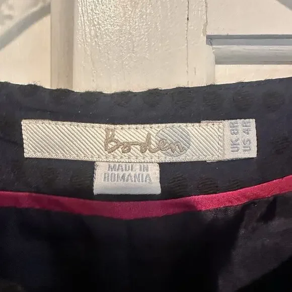 Boden Size 4 Pencil Dress Belted Midi Swiss Dots Navy Blue Classic Preppy - Picture 4 of 16